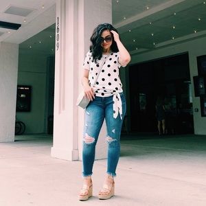 Polka Dot Tie Blouse